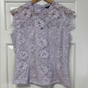 White House Black Market Velvet Lace Blouse - Light Purple Sz 14